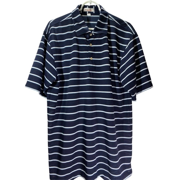 Peter Millar Other - Peter Millar Summer Comfort Polo Men's Size Large With Pale Blue & Navy Stripe